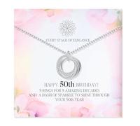ZIIERMOSS 50th Birthday Gifts for Women,Thoughtful 50th Birthday Gifts with Card Interlocking Circles Silver Necklace Happy Birth Presents for Women Mun Wife Sister