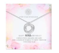 ZIIERMOSS 60th Birthday Gifts for Women,Thoughtful 60th Birthday Gifts with Card Interlocking Circles Silver Necklace Happy Birth Presents for Women Mun Wife Sister