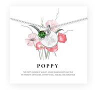 ZIIERMOSS August Poppy Birthflower Necklace Gift,June Birthstone Necklace for Women Girls with Brthday Card Friendship Gifts for Women Mum Daughter Sister Grandma