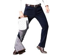 ziilay Men's Winter Lined Corduroy Trousers with Super Soft Fleece Lining Stretch Corduroy Suit Trousers Corduroy Trousers Snow Trousers, darkblue, 34 W/32 L