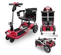 ZiiLIF R3b-Mobility Scooters for Seniors Adults Ultra Lightweight Electric Powered Folding 4 Wheel Mobility Scooter with Headlight Cup Holder, Compact & Convenient for Travel Airline Approved, Red