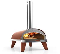 ZiiPa Pizza Oven Piana - Houtgestookt - Met Thermometer - Terracotta - Geschikt voor Ø 30 cm Pizza's - Roterende Pizzasteen voor Gelijkmatige Bakresultaten - Snel en Efficiënt