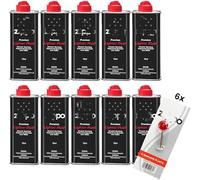 Ziippo Lighter Fuel Set of 10 x Petrol Original Petrol 125 ml Each | 1 x 6 Flint