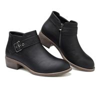 ziitop Ankle Boots Women's Black with Zip Elegant Boots Women's Pointed Toe Buckle Western Chelsea Ankle Boots Autumn Winter Shoes Unlined Versatile Short Boots, black, 5 UK