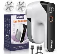 Ziitty Lint Remover, Fabric Shaver, Bobble Remover for Clothes with LCD Display, 3 Adjustable Power Levels, 6-Leaf Blade Debobble Electric Lint Shaver, De Bobbler for Clothes Furniture(White)