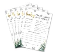 ZIIUFRN Christmas Baby Shower Game, 25 Double Side Snowflake Baby Prediction and Advice Game Cards for Holiday Party Games and Keepsake Supplies - A04