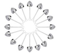 ZIIVARD 50 Pieces Tea Infuser Stainless Steel Long Grip Spoon Loose Tea Leaf Filter Heart Shaped Mesh Tea Strainer,Great Gift for Tea Lovers