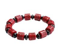 ZIIVIEVS Cinnabar Handmade Purple Clay Six Character Proverbs Bracelet - Unique Spiritual Jewelry for Mindfulness and Meditation(9 mm)