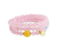 ZIIVIEVS Handcrafted China-Chic Multi-Loop Bracelet with Natural Lotus Seedpod Powder Crystal, One Size, 6mm bead, Agate