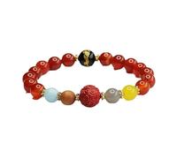 ZIIVIEVS Handmade Nine Purple Fire Hand Chain Agate Dragon Pattern Five Elements Bracelet(Black)