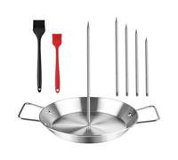 Ziiyoilh Adjustable Stainless Steel Vertical Skewer Kit for Grill & Oven - Includes Al Pastor Skewer and Gyro Pan with 5 Spikes (6-14 Inch)