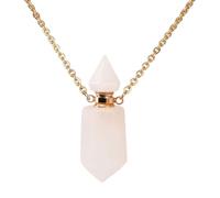 Ziizwfa Oil Diffuser Bottle Pendant Necklace Stainless Steel Chain Choker for Women Adjustable Length Neckchain Party, 1.95x1.17in, natural crystal, No Gemstone