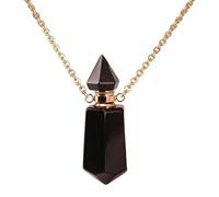 Ziizwfa Oil Diffuser Bottle Pendant Necklace Stainless Steel Chain Choker for Women Adjustable Length Neckchain Party, 1.95x1.56in, natural crystal, No Gemstone