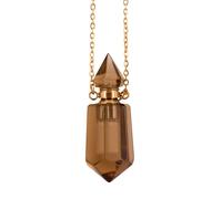 Ziizwfa Oil Diffuser Bottle Pendant Necklace Stainless Steel Chain Choker for Women Adjustable Length Neckchain Party, 4.68x3.12in, natural crystal, No Gemstone
