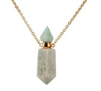 Ziizwfa Oil Diffuser Bottle Pendant Necklace Stainless Steel Chain Choker for Women Adjustable Length Neckchain Party, 1.17x0.39in, natural crystal, No Gemstone