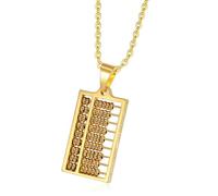 Ziizwfa Stainless Steel Abacus Pendant Necklace with Adjustable Chain for Fashion Math Lovers, 3.35*1.9, Titanium Steel, No Gemstone