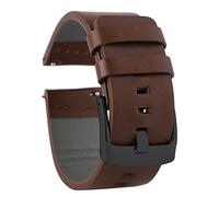 ZIJIA 18mm 20mm 22mm 24mm Leather Watchband with Quick Release Spring Bars Black Brown with Black Buckle for Male Female (24mm+Brwon +Black Buckle)