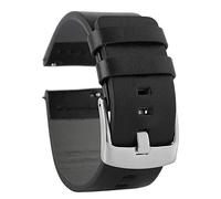ZIJIA 18mm 20mm 22mm 24mm Leather Watchband with Quick Release Spring Bars Black Brown with Silver Buckle for Male Female (20mm+Black + Silver Buckle)
