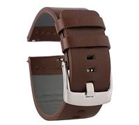 ZIJIA 18mm 20mm 22mm 24mm Leather Watchband with Quick Release Spring Bars Black Brown with Silver Buckle for Male Female (24mm+Brown+Silver Buckle)