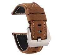 ZIJIA 20mm 22mm 24mm26mm Smartwatch Bands Vintage Crazy Horse Genuine Leather Strap Replacement with Black/Sliver Buckle Light Brown/Black/Deep Brown (22mm+Light Brown+Sliver Buckle)