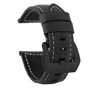 ZIJIA 20mm 22mm 24mm26mm Smartwatch Bands Vintage Crazy Horse Genuine Leather Strap Replacement with Black/Sliver Buckle Light Brown/Black/Deep Brown (22mm+ Black +Black Buckle)