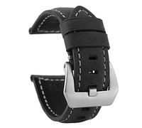 ZIJIA 20mm 22mm 24mm26mm Smartwatch Bands Vintage Crazy Horse Genuine Leather Strap Replacement with Black/Sliver Buckle Light Brown/Black/Deep Brown (22mm+Black +Sliver Buckle)