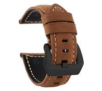 ZIJIA 20mm 22mm 24mm26mm Smartwatch Bands Vintage Crazy Horse Genuine Leather Strap Replacement with Black/Sliver Buckle Light Brown/Black/Deep Brown (26mm+Light Brown+Black Buckle)