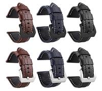 ZIJIA Genuine Leather Replacement Watch Strap with Stainless Metal Clasp 20mm RoyalBlue/Brown/Black with Black/Sliver Buckle (24mm, RoyalBlue+Black Buckle)