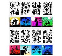 zijingyiran Fast Draw Stencil Art A4 Templates, Fantasy Silhouette Hollow Painting Template, Reusable DIY Drawing Sketch Graffiti Stencils 16 Sheets