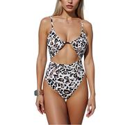 ZIJUK Womens One Piece Swimsuit Tummy Control Bathing Suit Sexy Flattering Cheeky High Cut Out Cute Ladies Swimwear, Leopard Print, S