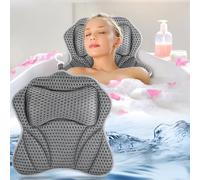 Zikenis Bath Pillow with 2 Strong Suction Cups, 4D Air Mesh Technology, Ergonomic Fit for Neck, Back, Bath and Home Spa