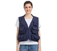Ziker Women's Mesh Breathable Openwork Jouralist Photographer Fishing Vest Waistcoat Travel Jacket Coat With Pockets (as1, alpha, xx_l, regular, regular, New Navy), New Navy, XXL