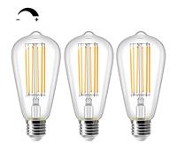 ZIKEY 10W LED Edison Bulbs, E27 Dimmable ST64 Filament Bulb, Equivalent to 100W, 2700K Warm White, 1000LM, Retro Old Fashioned Style Antique Bulb, AC220V-240V, 3 Pack