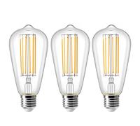 ZIKEY E27 ST64 LED Edison Bulbs, 10W Filament Bulb (Equivalent to 100W), 2700K Warm White, 1000LM, Retro Old Fashioned Style Antique Bulb, Not Dimmable, AC220V-240V, 3 Pack