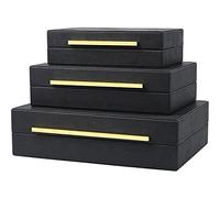 ZIKOUL Black Shagreen Box Faux Leather Set Of 3 Pcs Storage Decorative Boxes,Modern Stacking Decorative Boxes with Lids For Home Decor Coffee Table Top Storage Jewelry Box Organizer