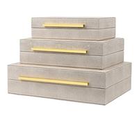 ZIKOUL Ivory Shagreen Box Set Of 3 Faux Leather Decorative Boxes, Large Modern Nesting Storage Decorative Boxes with Lids for Home Decor Stacking jewelry Box Organizer