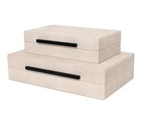 ZIKOUL Large Modern Decorative Box Ivory Shagreen Leather Storage Decorative Boxes With Lids for Home Decor Stacking Jewelry Box Organizer