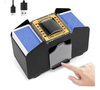 ZIKSUN 1-4 Deck Poker Shuffler Machine, USB Charging/Battery Operated Automatic Card Dealer, Electric Shufflers Playing Poker/UNO/Bridge Game Accessories for Family Party