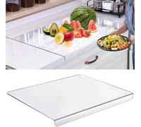 ZIKSUN Acrylic Cutting Board with Counter Lip:45x35x3cm Clear Chopping Board with Groove Hygienic Glass Worktop Savers - Resistant - Non Slip Clear Cutting Board for Kitchen Counter Worktop Protector