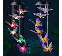 ZIKSUN Solar Wind Chimes Butterfly Hanging Lights, Multi-Color LED Solar Lights, Waterproof Outdoor Deco for Garden Yard, Butterfly Wind Chime Gifts for Adult and Children, Christmas Birthday Presents