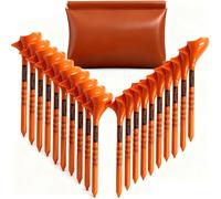 Zikunee 20Pcs Golf Tees Plastic Orange 10 Degree Golf Accessories White Tees Durable Sturdy Tees (Orange+Brown Bag)