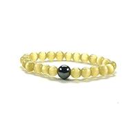 ZILALI Crystal Gemstone Beaded Bracelet, Natural 8mm Stone Bracelet for Women or Men Reiki Chakra Crystal Healing Bracelet Boxed Gift Yellow Cat's Eye Moonstone, 7 inches