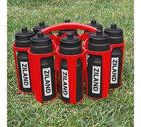 Ziland Academy Easy Squeeze Water Bottle Set - [8 x 700ml Bottles 1 x Carrier] [Choose Your Colour] Designed for Sport Teams (Black - Red Carrier)