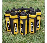 Ziland Academy Easy Squeeze Water Bottle Set - [8 x 700ml Bottles 1 x Carrier] [Choose Your Colour] Designed for Sport Teams (Yellow - Black Carrier)