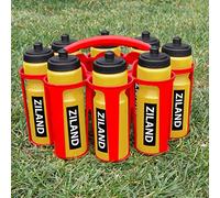 Ziland Academy Easy Squeeze Water Bottle Set - [8 x 700ml Bottles 1 x Carrier] [Choose Your Colour] Designed for Sport Teams (Yellow - Red Carrier)