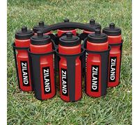 Ziland Academy Easy Squeeze Water Bottle Set - [8 x 700ml Bottles 1 x Carrier] [Choose Your Colour] Designed for Sport Teams (Red - Black Carrier)