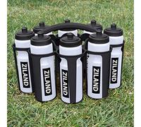 Ziland Academy Easy Squeeze Water Bottle Set - [8 x 700ml Bottles 1 x Carrier] [Choose Your Colour] Designed for Sport Teams (Clear - Black Carrier)