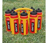 Ziland Academy Easy Squeeze Water Bottle Set - [8 x 700ml Bottles 1 x Carrier] [Choose Your Colour] Designed for Sport Teams (Red - Yellow Carrier)