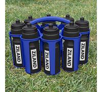 Ziland Academy Easy Squeeze Water Bottle Set - [8 x 700ml Bottles 1 x Carrier] [Choose Your Colour] Designed for Sport Teams (Black - Blue Carrier)