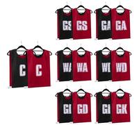 Ziland Reversible Netball Bibs - Team Positions on Front and Back (Red/Black, Large)